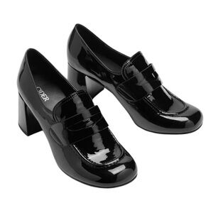 NEW CIDER black chunky heeled loafers - 8.5